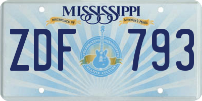 MS license plate ZDF793