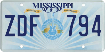 MS license plate ZDF794