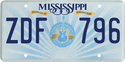 MS license plate ZDF796