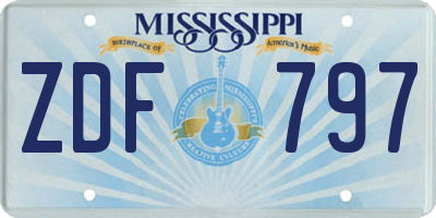 MS license plate ZDF797