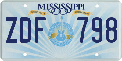 MS license plate ZDF798