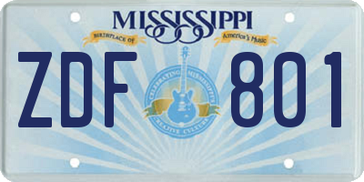 MS license plate ZDF801