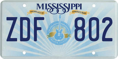 MS license plate ZDF802