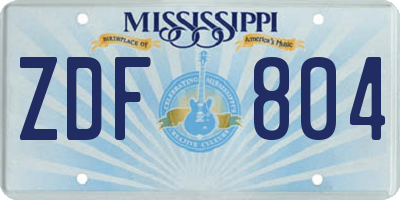 MS license plate ZDF804