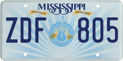 MS license plate ZDF805
