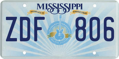 MS license plate ZDF806