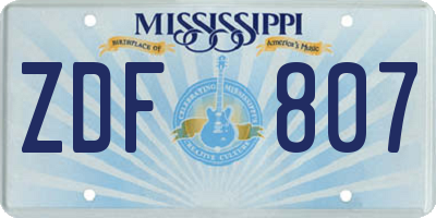 MS license plate ZDF807