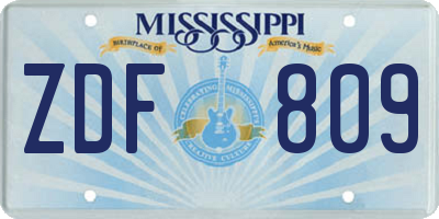 MS license plate ZDF809