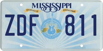 MS license plate ZDF811