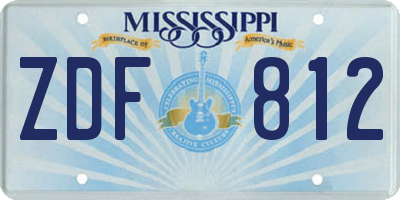 MS license plate ZDF812