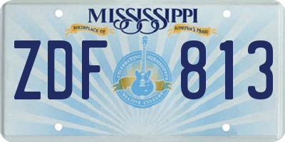 MS license plate ZDF813