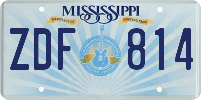 MS license plate ZDF814