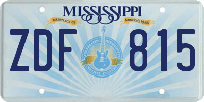 MS license plate ZDF815