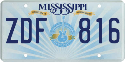 MS license plate ZDF816