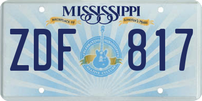 MS license plate ZDF817