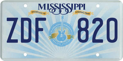 MS license plate ZDF820
