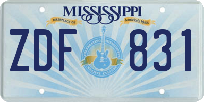 MS license plate ZDF831