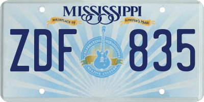 MS license plate ZDF835
