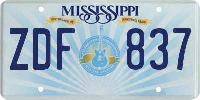 MS license plate ZDF837