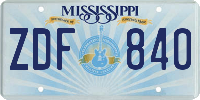 MS license plate ZDF840