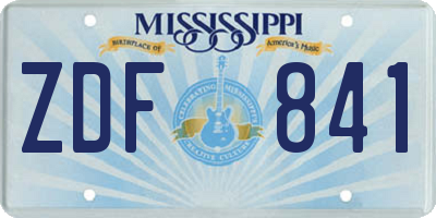 MS license plate ZDF841