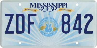 MS license plate ZDF842