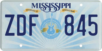 MS license plate ZDF845