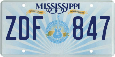 MS license plate ZDF847