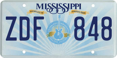 MS license plate ZDF848