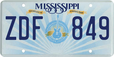MS license plate ZDF849