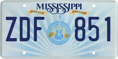 MS license plate ZDF851