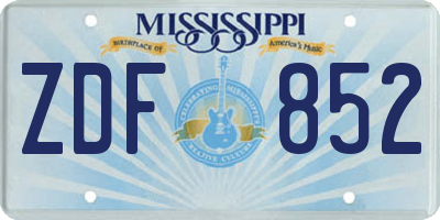 MS license plate ZDF852