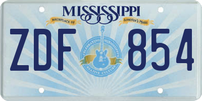 MS license plate ZDF854