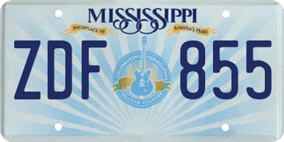 MS license plate ZDF855