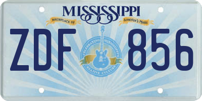MS license plate ZDF856