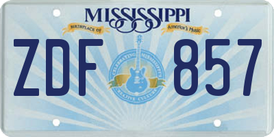 MS license plate ZDF857