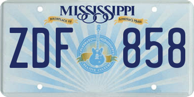 MS license plate ZDF858
