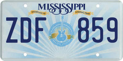 MS license plate ZDF859