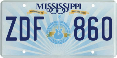 MS license plate ZDF860