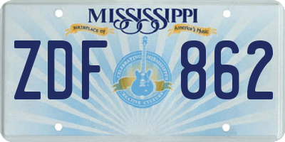MS license plate ZDF862