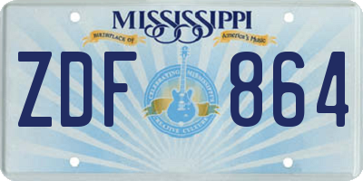 MS license plate ZDF864