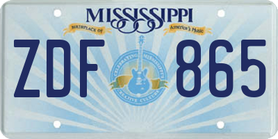 MS license plate ZDF865