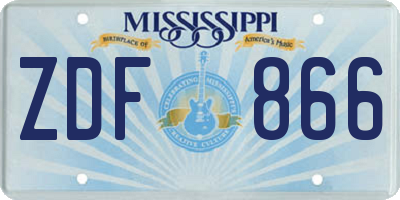 MS license plate ZDF866