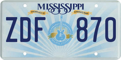 MS license plate ZDF870