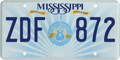 MS license plate ZDF872