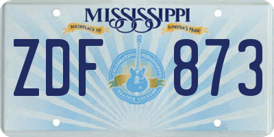 MS license plate ZDF873