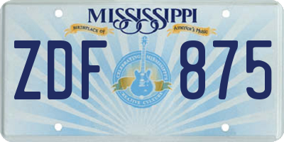 MS license plate ZDF875