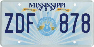 MS license plate ZDF878