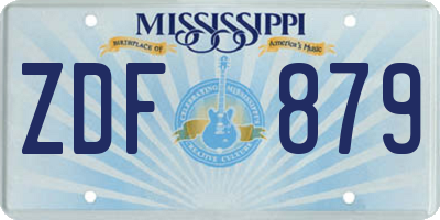 MS license plate ZDF879
