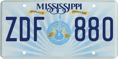 MS license plate ZDF880